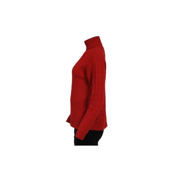 Sutton Studio Cashmere Womens Turtleneck Sweater Medium Red Cable Pullover - Picture 8 of 12